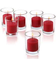 6 pcs Red Carndles with Glass Holder Cebu City