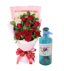 send 12 roses and mini bear with bottle message to cebu