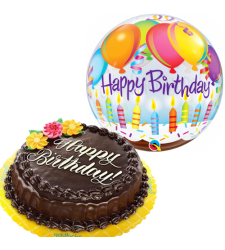 Chocolate Chiffon Cake with Birthday Mylar Balloon