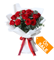 send full of sunshine 12 red roses bouquet to cebu