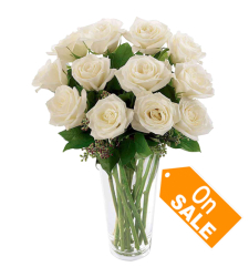 send a dozen of white roses in vase to cebu