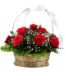 12 pcs. Red Color Roses in Basket