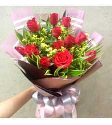 send 12 stems red color roses bouquet to cebu