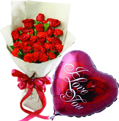 24 Pieces Roses with Love You Balloon