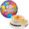 Peach Mango Cake with Birthday Mylar Balloon