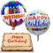 Mocha Dedication Cake with Birthday Mylar Balloon