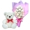 24 White Roses with 8" Inch Bear